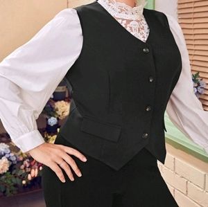 Black Waistcoat Sleeveless Blazer